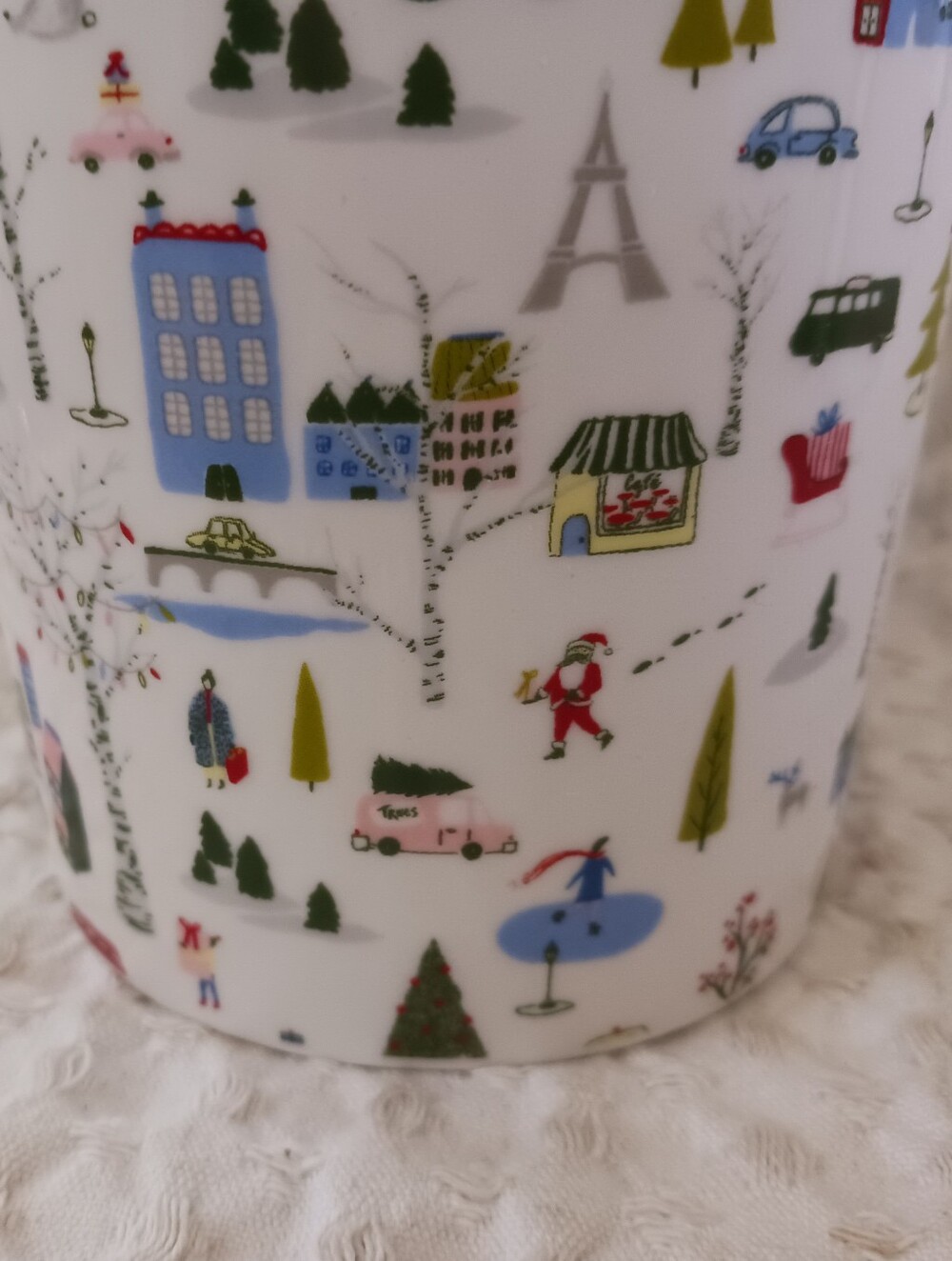 Opalhouse Mug Coffee Tea WINTER WONDERLAND 18 oz Santa Trees Houses Porcelain - Picture 3 of 9